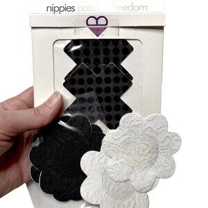 3 Hot Topic Breasts Pasties Boob Nipple Covers Stickers Braless Black White Rave